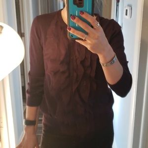 Loft dark purple cardigan with flair